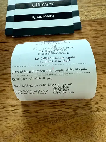 6,210 aed Sephora Gift Card for 5000