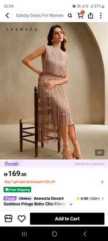Brand new Boho fringe dress Anewesta Shein size S