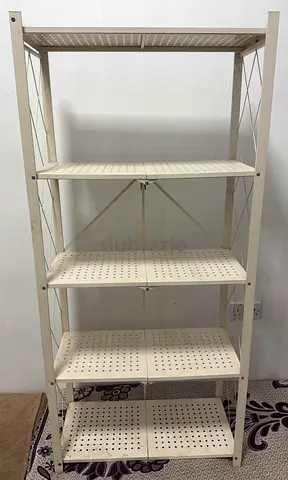 White Metal 5-Tier Shelving Unit — Sturdy Storage Rack