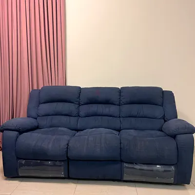 Blue 3-Seater and 2-Seater Recliner Sofa, Comfortable Used Condition