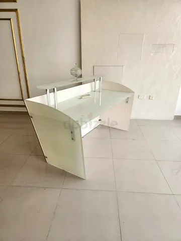 Glass Computer Desk with Frosted Panels - Good Condition