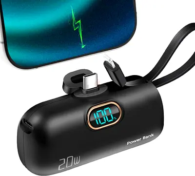 Garlo,INR21700,PowerBank,5000mAh,22.5w,Built-inUSBC,iPhoneCable,10MonthsWarranty,FreeDelivery