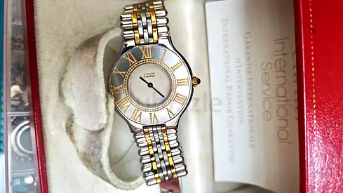 Authentic Two-tone Cartier Must de Cartier wristwatch - classic round dial