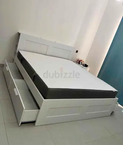 IKEA brimnes king size 180×200cm bed frame with headboard+ 4 big storage drawers with IKEA mattress