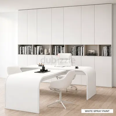Executive Office Desk with Side Return – White Finish