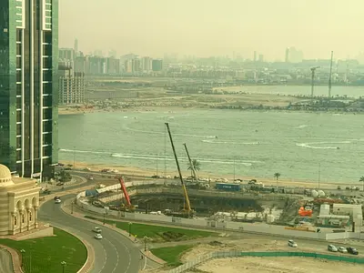Your opportunity for rent with a fully open view over Al Mamzar on a high floor