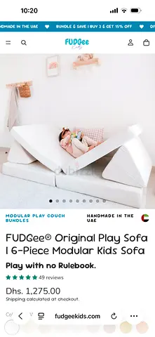 FUDGee Original 6-Piece Modular Play Sofa — Green Kids Play Couch