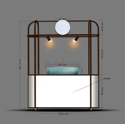 Portable cart with Overhead Frame and Lighting - 2m Wide