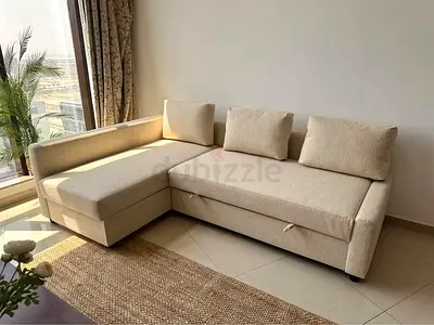 Ikea Beige FRIHETEN L-shaped sofa combed
