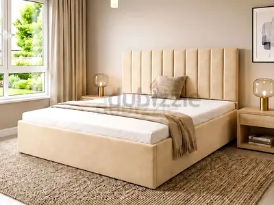Brend New fabric wooden Queen size 150x190 bed with Madical Matress Available
