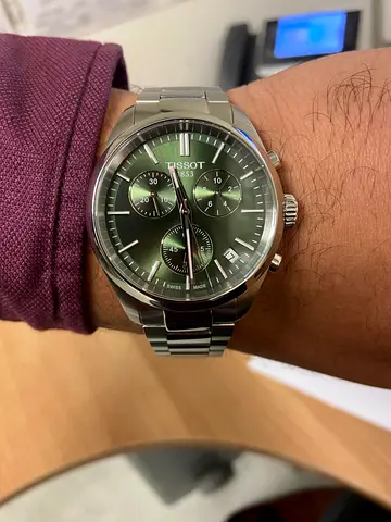 Tissot Stainless Steel Mens Chronograph Watch with Green Dial