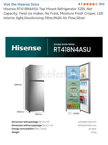 Hisense Top Mount Refrigerator 320L - Silver
