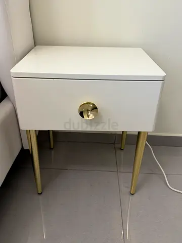 Modern Bedside Table | White  Gold |