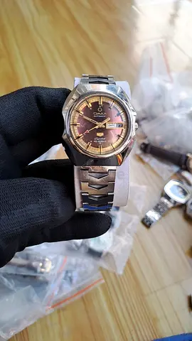 VINTAGE OMAX AUTOMATIC 25J DAY-DATE STAINLESS STEEL WRISTWATCH ( 37MM )