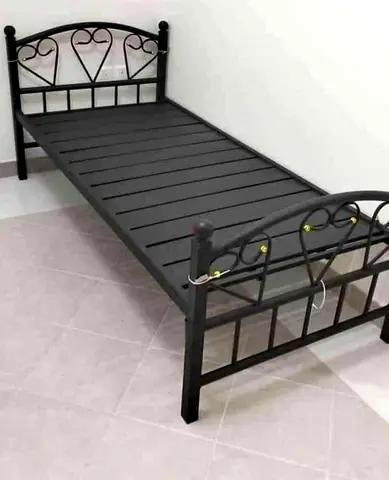 Single Metal Bed Frame with Slatted Base - Black
