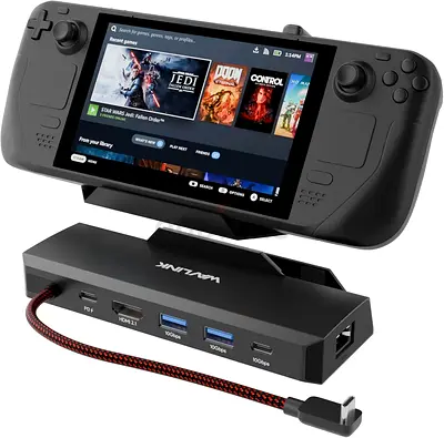 Steam Deck Dock, WAVLINK 6-IN-1 Docking Station for Steam Deck/ROG Ally/Legion Go with 4K@144Hz HDMI