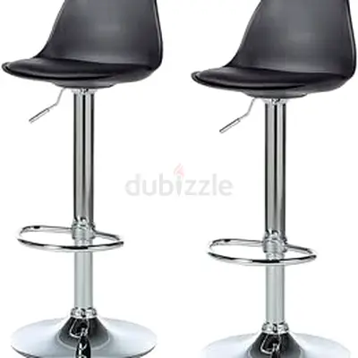 Set of 2 Modern Adjustable Black Bar Stools with Footrest