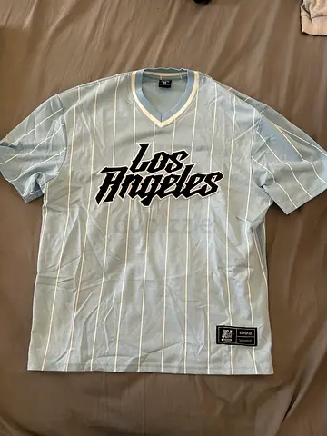 New Yorkers Light Blue Los Angeles Graphic Baseball Jersey - Medium