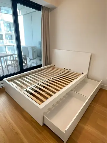 Ikea Queen White MALM Bed frame with Ikea Mattress