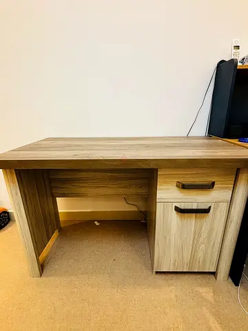 Compact Wooden Study Desk with Drawer and Cabinet