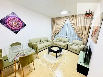 Sharjah Al Khan Beach Tower 2, two-bedroom apartment, hall, kitchen, two bathrooms and balcony