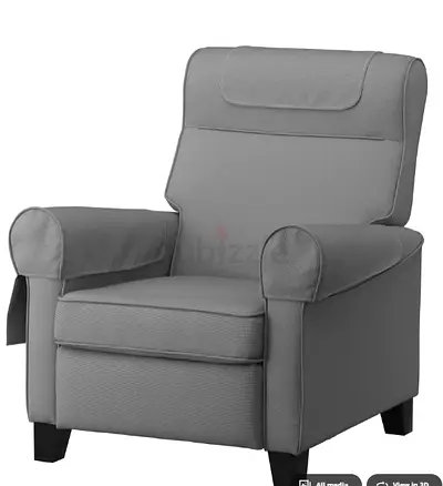 Comfortable Grey Upholstered Recliner Armchair