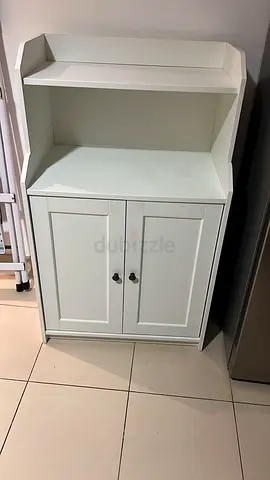 White Wooden Kitchen Storage Cabinet with Shelves