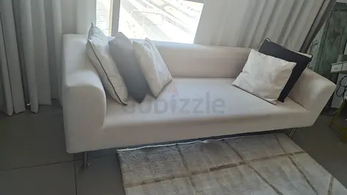 Modern 3-Seater Beige Sofa with Metal Legs