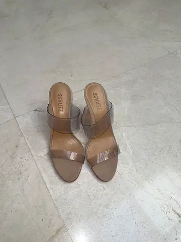 Schutz Nude Clear Strap Heels - Brand New