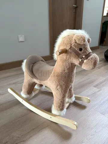 Plush Rocking Horse for Toddlers — Soft Seat with Wooden Rockers