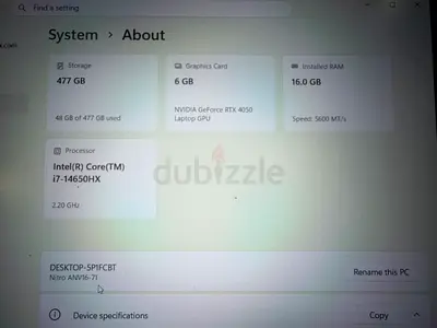 Acer Nitro AN716-71 Laptop — Intel i7-14650HX, RTX 4050, 16GB, 512GB SSD