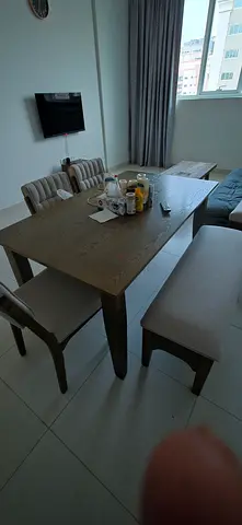 Dining table with 6 upholstered chairs - good condition