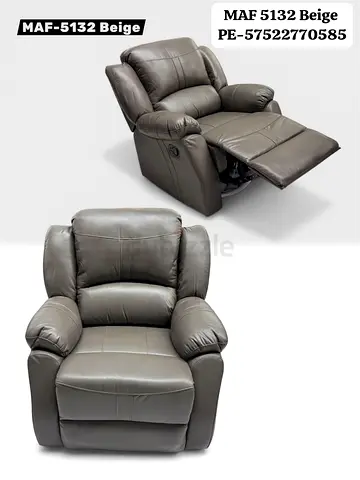 Comfortable Beige Leather Recliner Armchair - Model MAF-5132