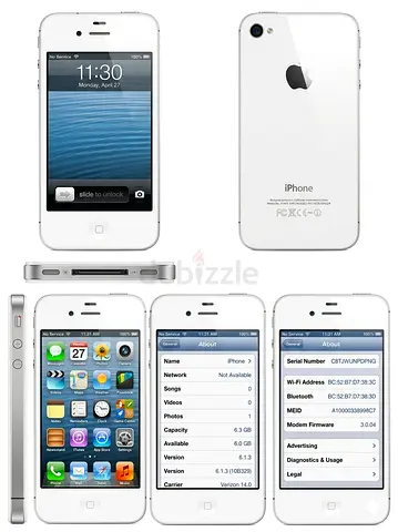 Rare Mint Condition White iPhone 4 (A1349) + Charger | iOS 6.1.3 | Collectors Piece