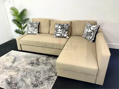 Ikea Beige FRIHETEN corner sofa bed with storage combed