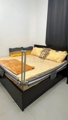 Dark Wood King size Bed Frame with Headboard and storage - Good Condition