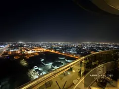 2BR apartment for annual rent in Conquer Tower, Khalifa St, open view, balcony, 3 baths, central AC,