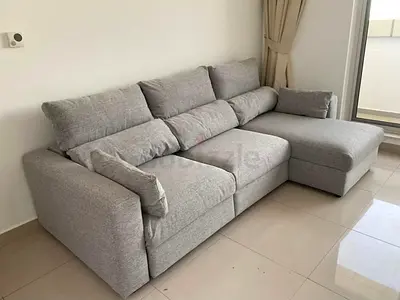 L-Shaped Light Grey Ikea eskilstuna sofa bed under storage space 😴