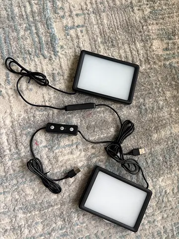 Pair of USB LED Video Panel Lights with Dimmer Control.