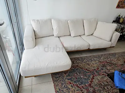 West Elm L Shape Sofa Beige Excellent Condition
