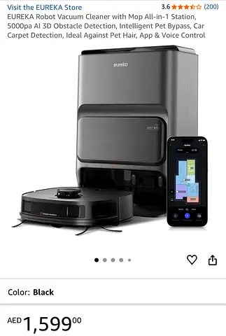 Eureka Robot Vacuum with Self-Cleaning Dock (Black) - Excellent Condition