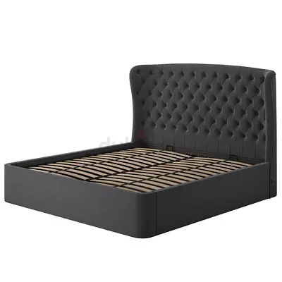 Curved thick winged king size bed frame