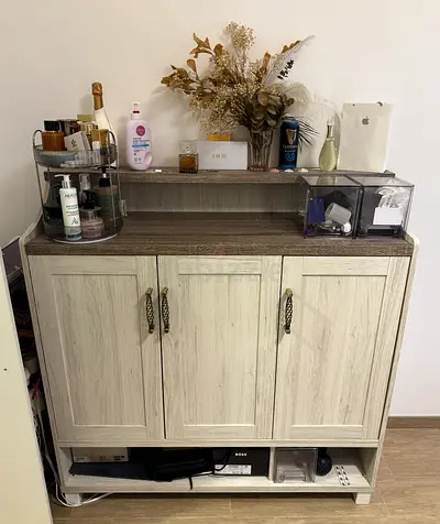 High End Wooden Storage Cabinet with Top Shelf - Light Oak