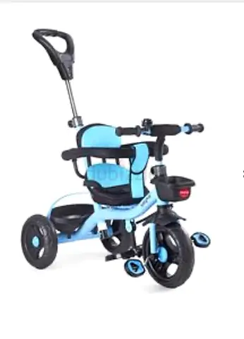 Toddler tricycle with parental push handle - blue