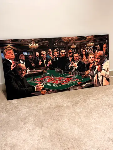 Large Casino-Themed Canvas Art Featuring Iconic Figures (Wall Hanging) 180 x 60