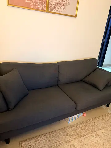 3-Seater Dark Grey Fabric Sofa - Good Condition