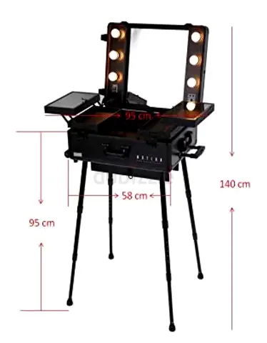 Portable Lighted Makeup Vanity Case with Foldable Stand and Mirror