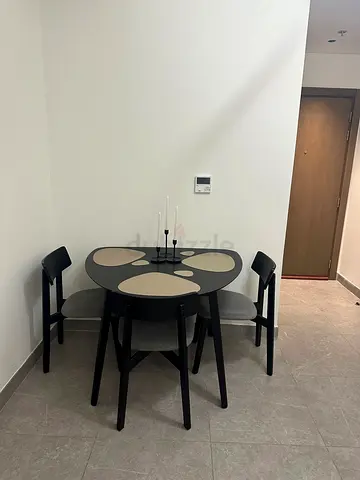 Set of 2 Modern Black Dining Chairs with Grey Cushions