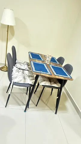 Compact 4-Seater Dining Table Set with Cushioned Chairs