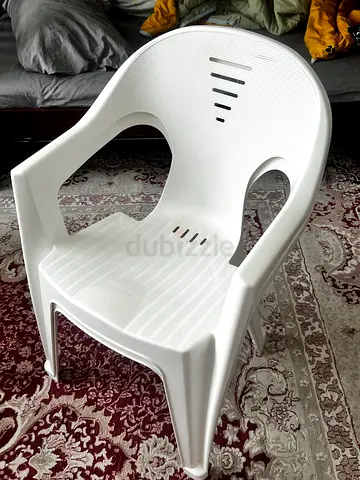 White Plastic Outdoor/Indoor Chair - two Piece Stackable